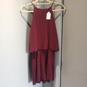 Dark Red Chiffon Romper